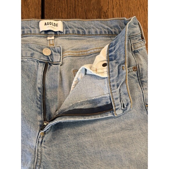 AGOLDE Mid Rise Sophie Ripped Skinny Ankle Jeans Women’s Sz 30 Blue Light Wash - Picture 4 of 11